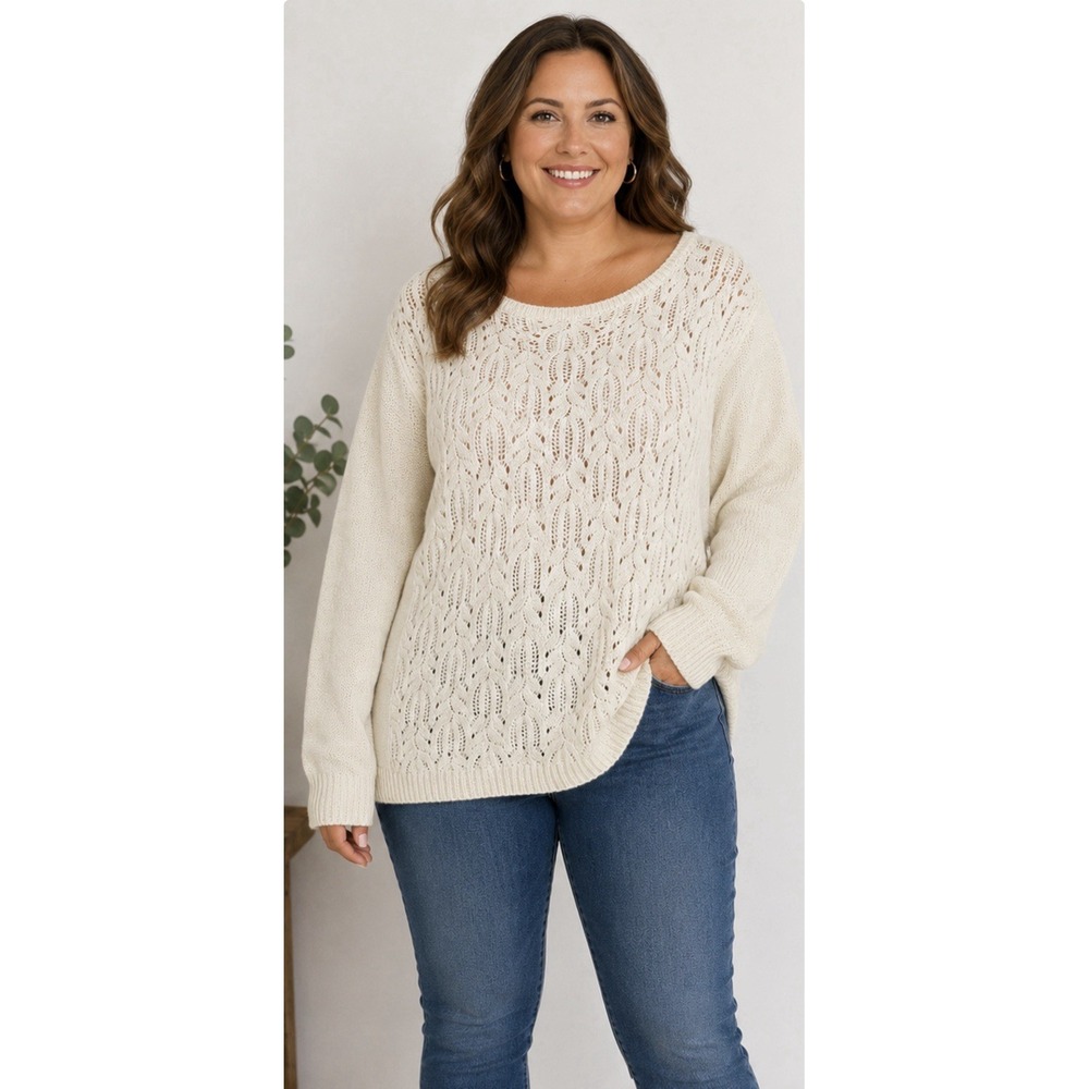 Sundance Sweater Womens XL Ivory Lambswool Alpaca Boho Crochet Soft Pullover